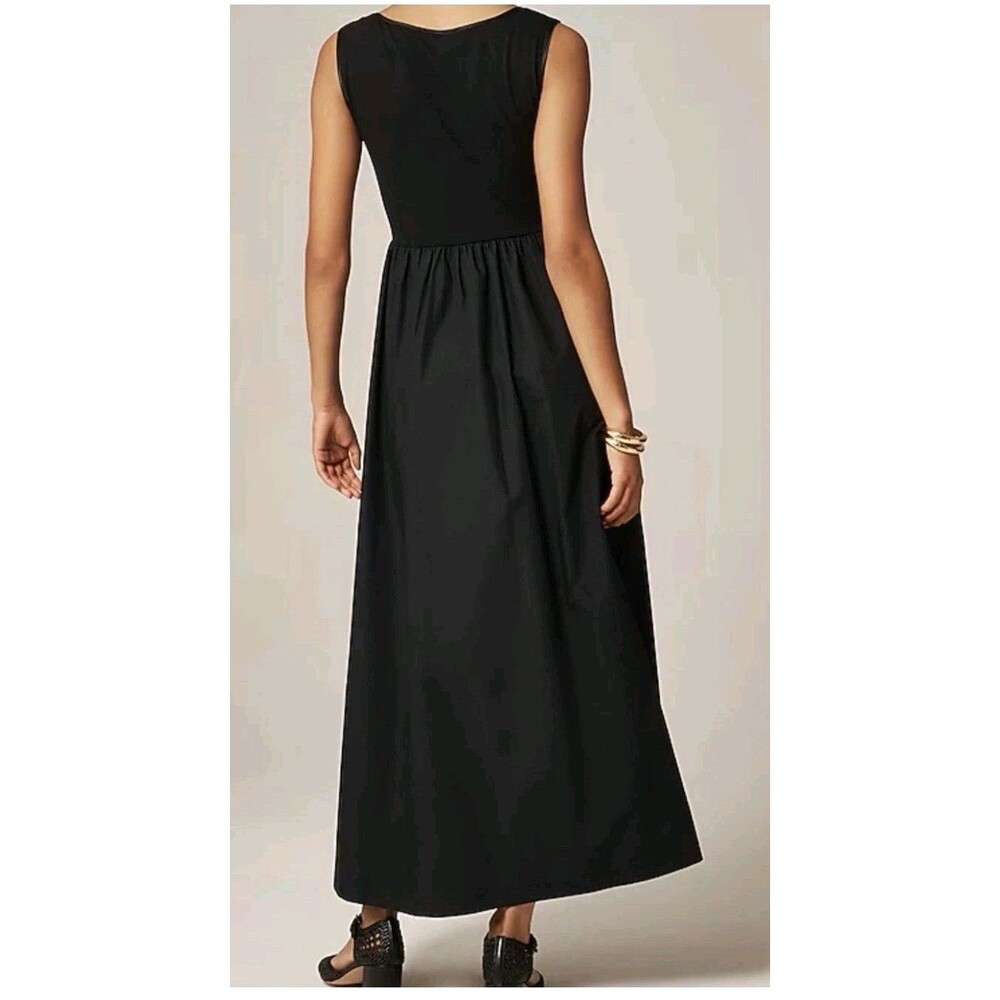 J.Crew Scoopneck Mixy Dress Black Maxi Sleeveless CN606 Size M NWT $148 - Picture 2 of 10